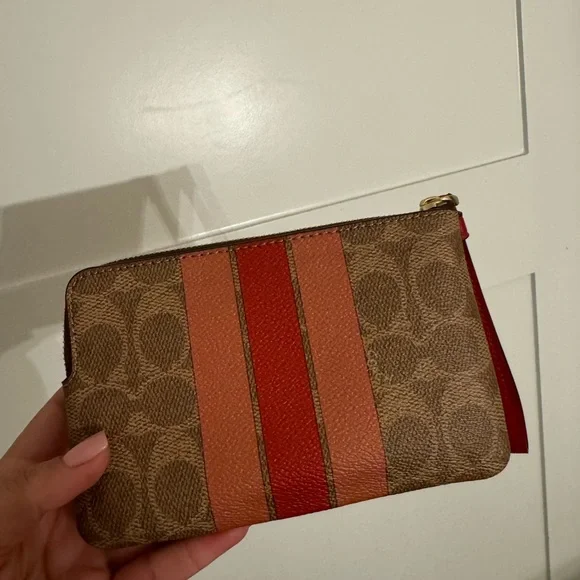 Coach Tan and Red Wristlet - Picture 2 of 5